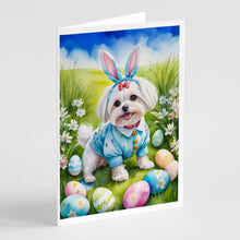 Load image into Gallery viewer, Maltese Easter Egg Hunt Greeting Cards - Blank Note Cards – 8-Pack of Artist-Designed Cards with Envelopes
