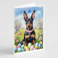 Load image into Gallery viewer, Manchester Terrier Easter Egg Hunt Greeting Cards - Blank Note Cards – 8-Pack of Artist-Designed Cards with Envelopes