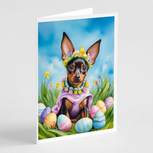 Load image into Gallery viewer, Miniature Pinscher Easter Egg Hunt Greeting Cards - Blank Note Cards – 8-Pack of Artist-Designed Cards with Envelopes