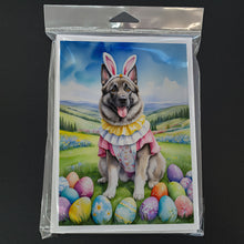Load image into Gallery viewer, Norwegian Elkhound Easter Egg Hunt Greeting Cards - Blank Note Cards – 8-Pack of Artist-Designed Cards with Envelopes