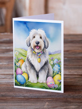 Load image into Gallery viewer, Old English Sheepdog Easter Egg Hunt Greeting Cards - Blank Note Cards – 8-Pack of Artist-Designed Cards with Envelopes