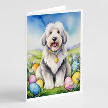 Load image into Gallery viewer, Old English Sheepdog Easter Egg Hunt Greeting Cards - Blank Note Cards – 8-Pack of Artist-Designed Cards with Envelopes