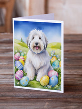 Load image into Gallery viewer, Old English Sheepdog Easter Egg Hunt Greeting Cards - Blank Note Cards – 8-Pack of Artist-Designed Cards with Envelopes