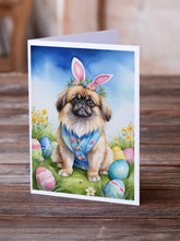 Load image into Gallery viewer, Pekingese Easter Egg Hunt Greeting Cards - Blank Note Cards – 8-Pack of Artist-Designed Cards with Envelopes