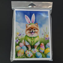Load image into Gallery viewer, Pomeranian Easter Egg Hunt Greeting Cards - Blank Note Cards – 8-Pack of Artist-Designed Cards with Envelopes