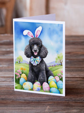 Load image into Gallery viewer, Black Poodle Easter Egg Hunt Greeting Cards - Blank Note Cards – 8-Pack of Artist-Designed Cards with Envelopes