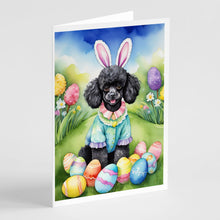 Load image into Gallery viewer, Black Poodle Easter Egg Hunt Greeting Cards - Blank Note Cards – 8-Pack of Artist-Designed Cards with Envelopes