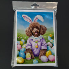 Load image into Gallery viewer, Chocolate Poodle Easter Egg Hunt Greeting Cards - Blank Note Cards – 8-Pack of Artist-Designed Cards with Envelopes