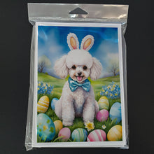Load image into Gallery viewer, White Poodle Easter Egg Hunt Greeting Cards - Blank Note Cards – 8-Pack of Artist-Designed Cards with Envelopes
