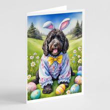 Load image into Gallery viewer, Portuguese Water Dog Easter Egg Hunt Greeting Cards - Blank Note Cards – 8-Pack of Artist-Designed Cards with Envelopes