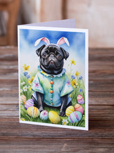 Load image into Gallery viewer, Pug Easter Egg Hunt Greeting Cards - Blank Note Cards – 8-Pack of Artist-Designed Cards with Envelopes