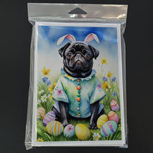 Load image into Gallery viewer, Pug Easter Egg Hunt Greeting Cards - Blank Note Cards – 8-Pack of Artist-Designed Cards with Envelopes