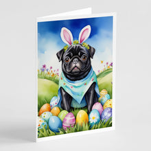 Load image into Gallery viewer, Pug Easter Egg Hunt Greeting Cards - Blank Note Cards – 8-Pack of Artist-Designed Cards with Envelopes