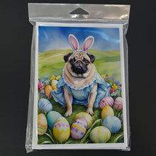 Load image into Gallery viewer, Pug Easter Egg Hunt Greeting Cards - Blank Note Cards – 8-Pack of Artist-Designed Cards with Envelopes