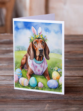 Load image into Gallery viewer, Redbone Coonhound Easter Egg Hunt Greeting Cards - Blank Note Cards – 8-Pack of Artist-Designed Cards with Envelopes