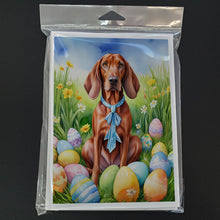 Load image into Gallery viewer, Redbone Coonhound Easter Egg Hunt Greeting Cards - Blank Note Cards – 8-Pack of Artist-Designed Cards with Envelopes