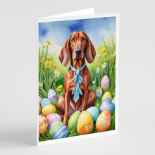 Load image into Gallery viewer, Redbone Coonhound Easter Egg Hunt Greeting Cards - Blank Note Cards – 8-Pack of Artist-Designed Cards with Envelopes