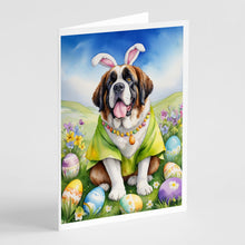 Load image into Gallery viewer, Saint Bernard Easter Egg Hunt Greeting Cards - Blank Note Cards – 8-Pack of Artist-Designed Cards with Envelopes