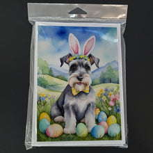 Load image into Gallery viewer, Schnauzer Easter Egg Hunt Greeting Cards - Blank Note Cards – 8-Pack of Artist-Designed Cards with Envelopes