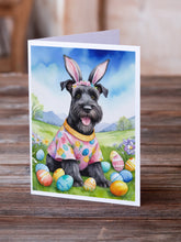 Load image into Gallery viewer, Schnauzer Easter Egg Hunt Greeting Cards - Blank Note Cards – 8-Pack of Artist-Designed Cards with Envelopes