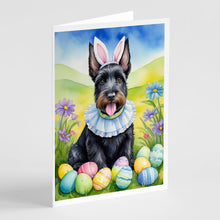Load image into Gallery viewer, Scottish Terrier Easter Egg Hunt Greeting Cards - Blank Note Cards – 8-Pack of Artist-Designed Cards with Envelopes