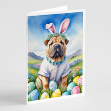 Load image into Gallery viewer, Shar Pei Easter Egg Hunt Greeting Cards - Blank Note Cards – 8-Pack of Artist-Designed Cards with Envelopes