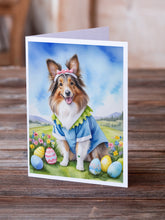 Load image into Gallery viewer, Sheltie Easter Egg Hunt Greeting Cards - Blank Note Cards – 8-Pack of Artist-Designed Cards with Envelopes