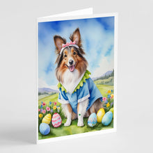 Load image into Gallery viewer, Sheltie Easter Egg Hunt Greeting Cards - Blank Note Cards – 8-Pack of Artist-Designed Cards with Envelopes