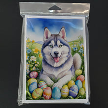 Load image into Gallery viewer, Siberian Husky Easter Egg Hunt Greeting Cards - Blank Note Cards – 8-Pack of Artist-Designed Cards with Envelopes