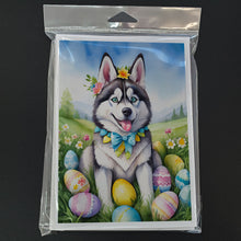 Load image into Gallery viewer, Siberian Husky Easter Egg Hunt Greeting Cards - Blank Note Cards – 8-Pack of Artist-Designed Cards with Envelopes