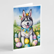Load image into Gallery viewer, Siberian Husky Easter Egg Hunt Greeting Cards - Blank Note Cards – 8-Pack of Artist-Designed Cards with Envelopes