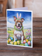 Load image into Gallery viewer, Staffordshire Bull Terrier Easter Egg Hunt Greeting Cards - Blank Note Cards – 8-Pack of Artist-Designed Cards with Envelopes