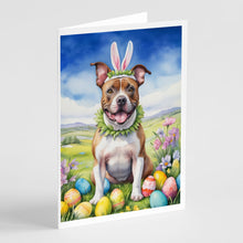 Load image into Gallery viewer, Staffordshire Bull Terrier Easter Egg Hunt Greeting Cards - Blank Note Cards – 8-Pack of Artist-Designed Cards with Envelopes