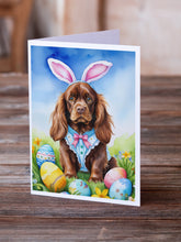 Load image into Gallery viewer, Sussex Spaniel Easter Egg Hunt Greeting Cards - Blank Note Cards – 8-Pack of Artist-Designed Cards with Envelopes