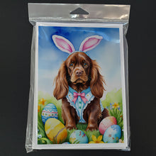 Load image into Gallery viewer, Sussex Spaniel Easter Egg Hunt Greeting Cards - Blank Note Cards – 8-Pack of Artist-Designed Cards with Envelopes