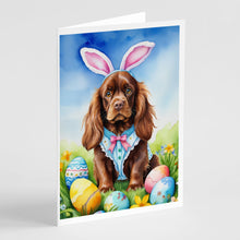 Load image into Gallery viewer, Sussex Spaniel Easter Egg Hunt Greeting Cards - Blank Note Cards – 8-Pack of Artist-Designed Cards with Envelopes