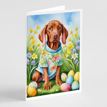 Load image into Gallery viewer, Vizsla Easter Egg Hunt Greeting Cards - Blank Note Cards – 8-Pack of Artist-Designed Cards with Envelopes