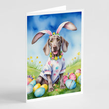 Load image into Gallery viewer, Weimaraner Easter Egg Hunt Greeting Cards - Blank Note Cards – 8-Pack of Artist-Designed Cards with Envelopes