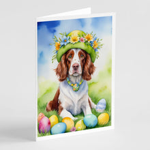 Load image into Gallery viewer, Welsh Springer Spaniel Easter Egg Hunt Greeting Cards - Blank Note Cards – 8-Pack of Artist-Designed Cards with Envelopes