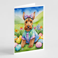 Load image into Gallery viewer, Welsh Terrier Easter Egg Hunt Greeting Cards - Blank Note Cards – 8-Pack of Artist-Designed Cards with Envelopes