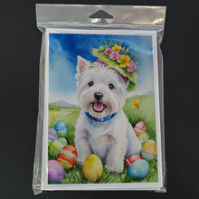 Load image into Gallery viewer, Westie Easter Egg Hunt Greeting Cards - Blank Note Cards – 8-Pack of Artist-Designed Cards with Envelopes