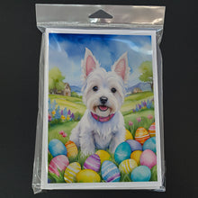 Load image into Gallery viewer, Westie Easter Egg Hunt Greeting Cards - Blank Note Cards – 8-Pack of Artist-Designed Cards with Envelopes