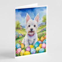 Load image into Gallery viewer, Westie Easter Egg Hunt Greeting Cards - Blank Note Cards – 8-Pack of Artist-Designed Cards with Envelopes