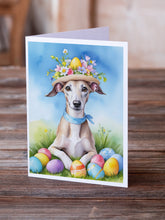 Load image into Gallery viewer, Whippet Easter Egg Hunt Greeting Cards - Blank Note Cards – 8-Pack of Artist-Designed Cards with Envelopes