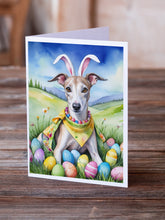 Load image into Gallery viewer, Whippet Easter Egg Hunt Greeting Cards - Blank Note Cards – 8-Pack of Artist-Designed Cards with Envelopes