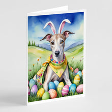 Load image into Gallery viewer, Whippet Easter Egg Hunt Greeting Cards - Blank Note Cards – 8-Pack of Artist-Designed Cards with Envelopes