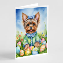 Load image into Gallery viewer, Yorkshire Terrier Easter Egg Hunt Greeting Cards - Blank Note Cards – 8-Pack of Artist-Designed Cards with Envelopes