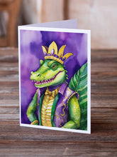 Load image into Gallery viewer, Alligator King of Mardi Gras Greeting Cards - Blank Note Cards – 8-Pack of Artist-Designed Cards with Envelopes