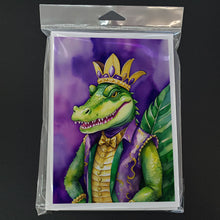 Load image into Gallery viewer, Alligator King of Mardi Gras Greeting Cards - Blank Note Cards – 8-Pack of Artist-Designed Cards with Envelopes