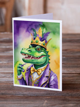 Load image into Gallery viewer, Alligator King of Mardi Gras Greeting Cards - Blank Note Cards – 8-Pack of Artist-Designed Cards with Envelopes